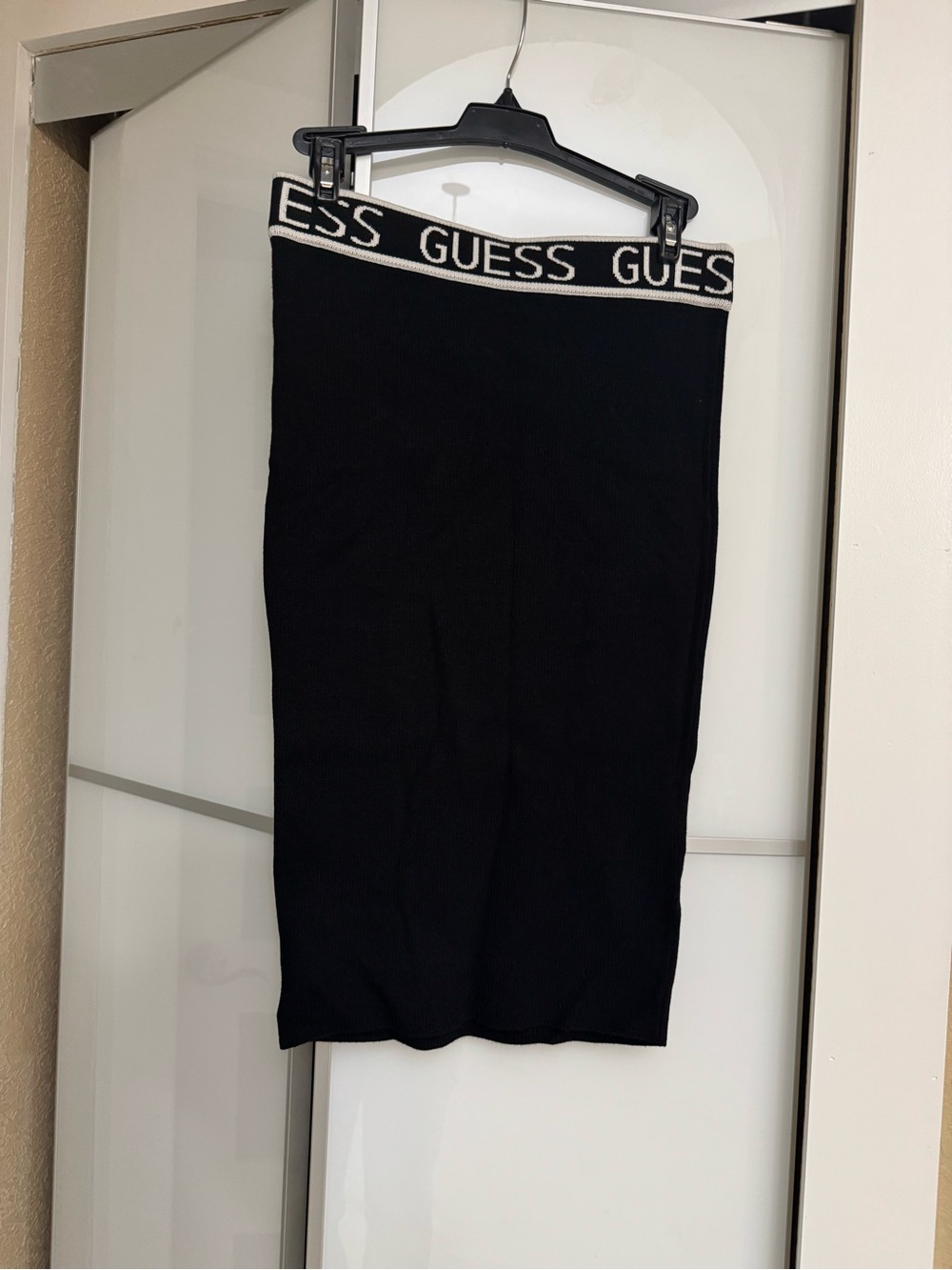 GUESS Black Knit Logo Waist Pencil Skirt